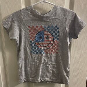 Rabbit Skins Gray Kids' T-Shirt with Flag Smiley Design